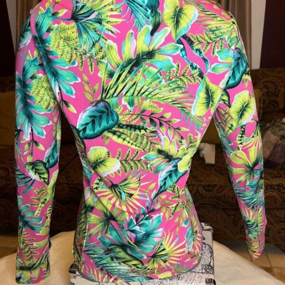 Tommy Bahama Printed L/S 1/2 Zip Neck Knit UPF 50 Golf Top Shirt S L XL NWT - Picture 4 of 4